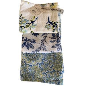 April Cornell Set of 3 Pack  Blue Waffle Tea Hand Towels